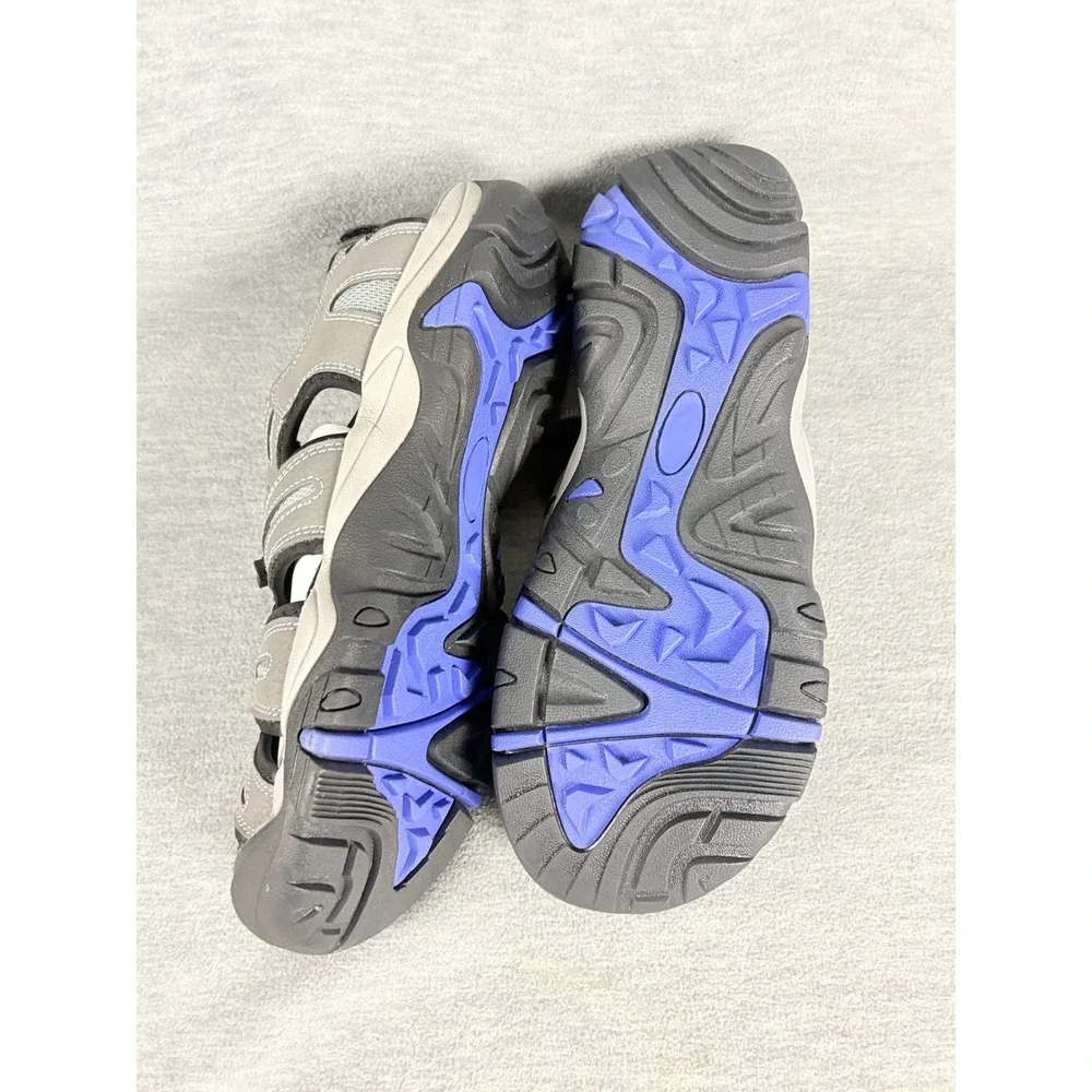 Brown Oak Sport Sandals Mens 12 Gray Blue Closed Toe Hiking Shoes